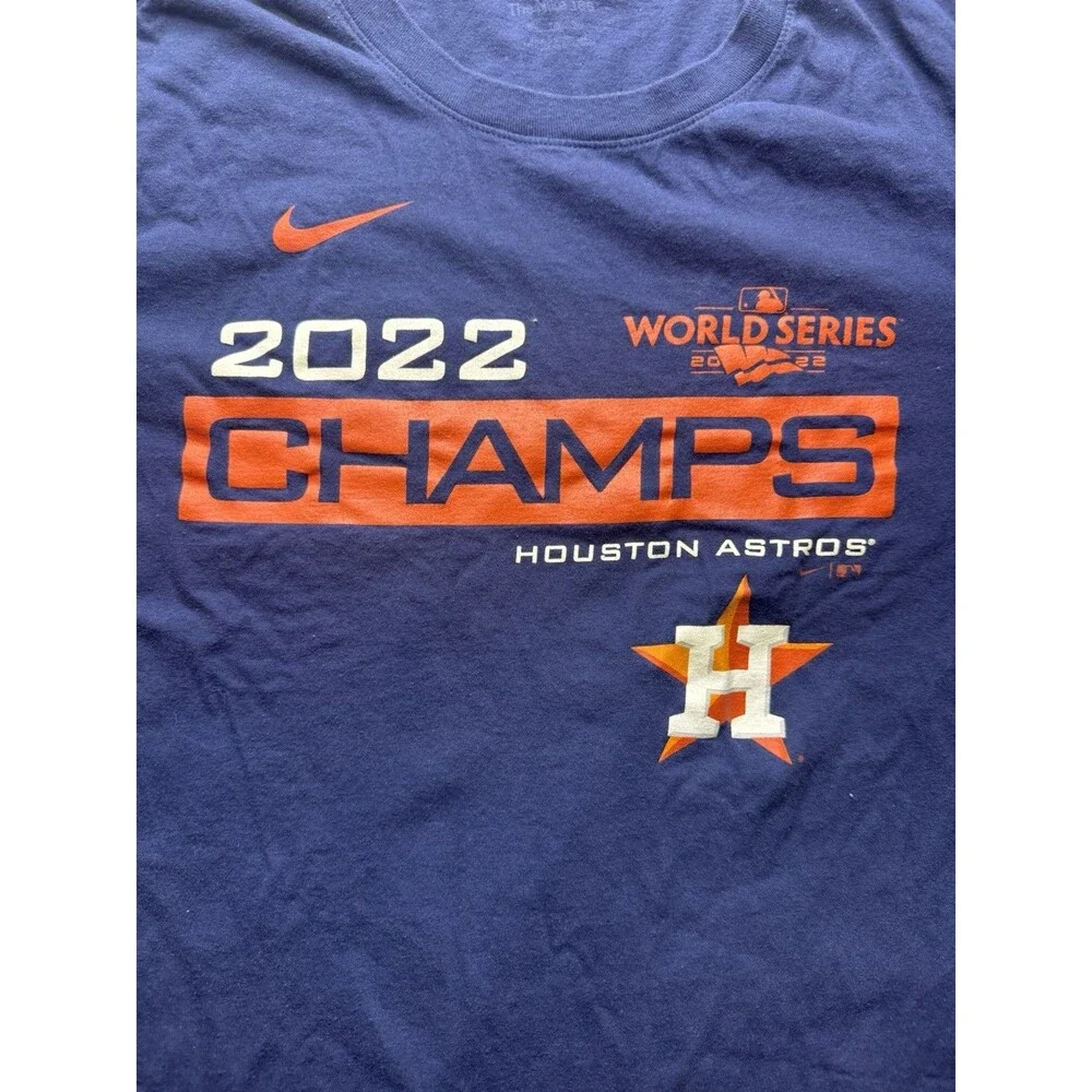 The Nike Tee Men's 2XL Houston Astros 2022 World Series Champions Blue T-shirt